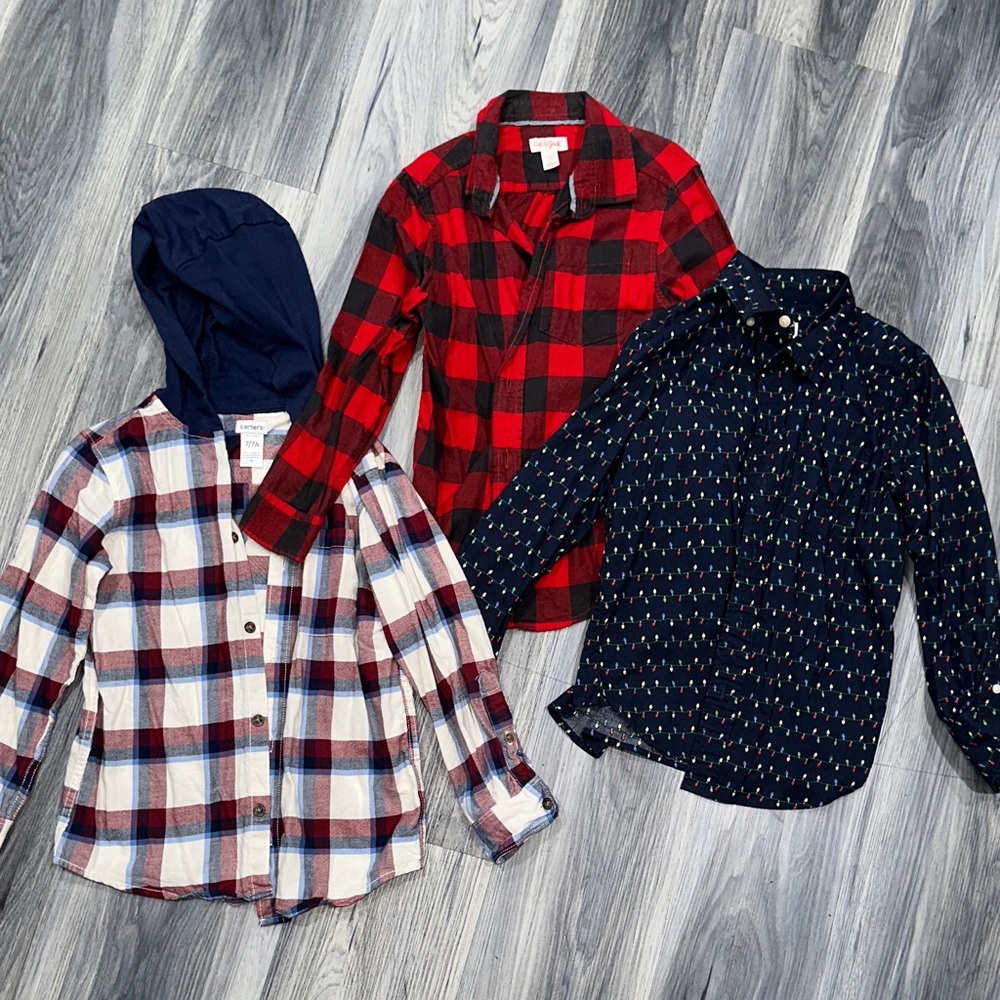 Carter's Red, Navy, and White Kids Button Down Shirts